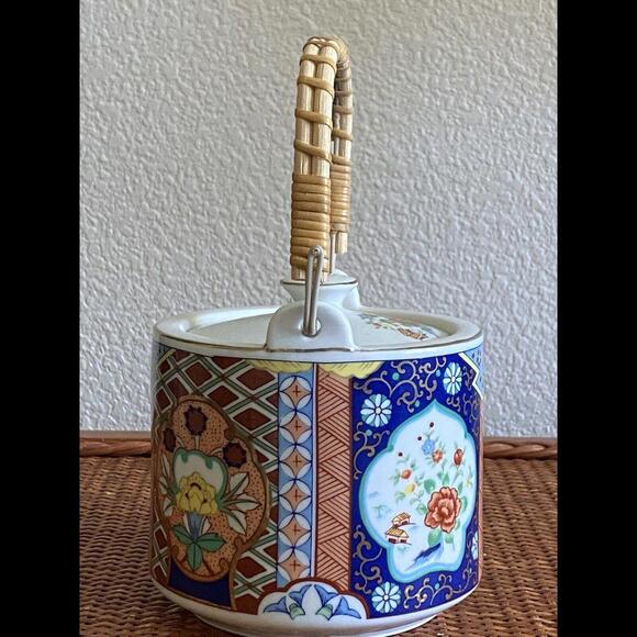 Miyako Imari Ware Teapot Gold Trim Handcrafted Porcelain Japan Bamboo Handle - Picture 7 of 12